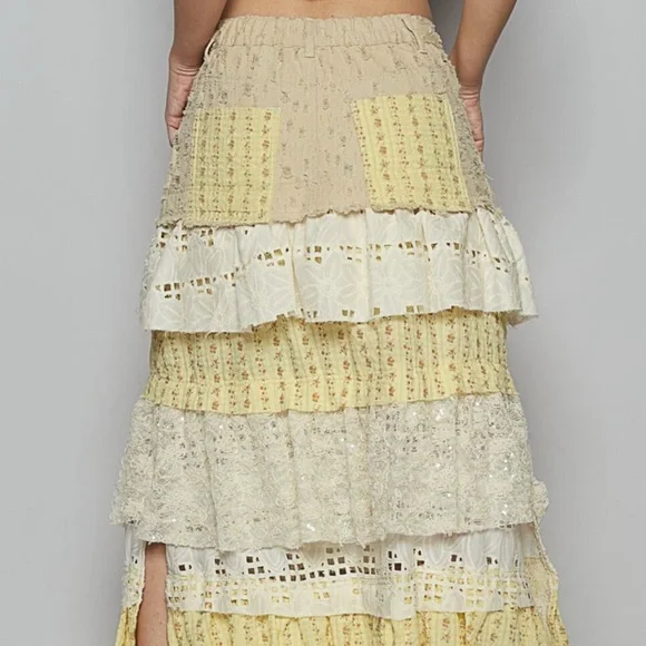 POL Yellow and Cream Tiered Maxi Skirt / NWOT - Picture 5 of 5